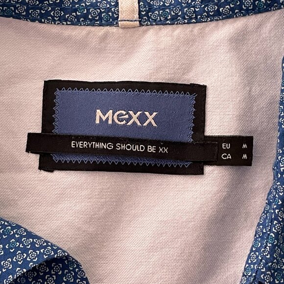 Mexx Cotton Button Down Short Sleeve Shirt Blue Medium - Picture 4 of 6